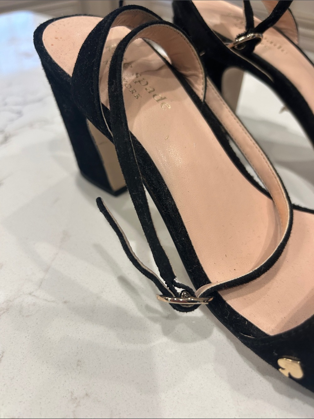 kate spade Black Suede Open-Toe Ankle Strap Heels - Picture 4 of 5